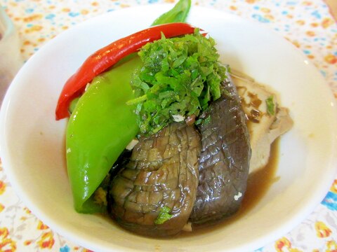 なす、豆腐、ピーマンの煮浸し